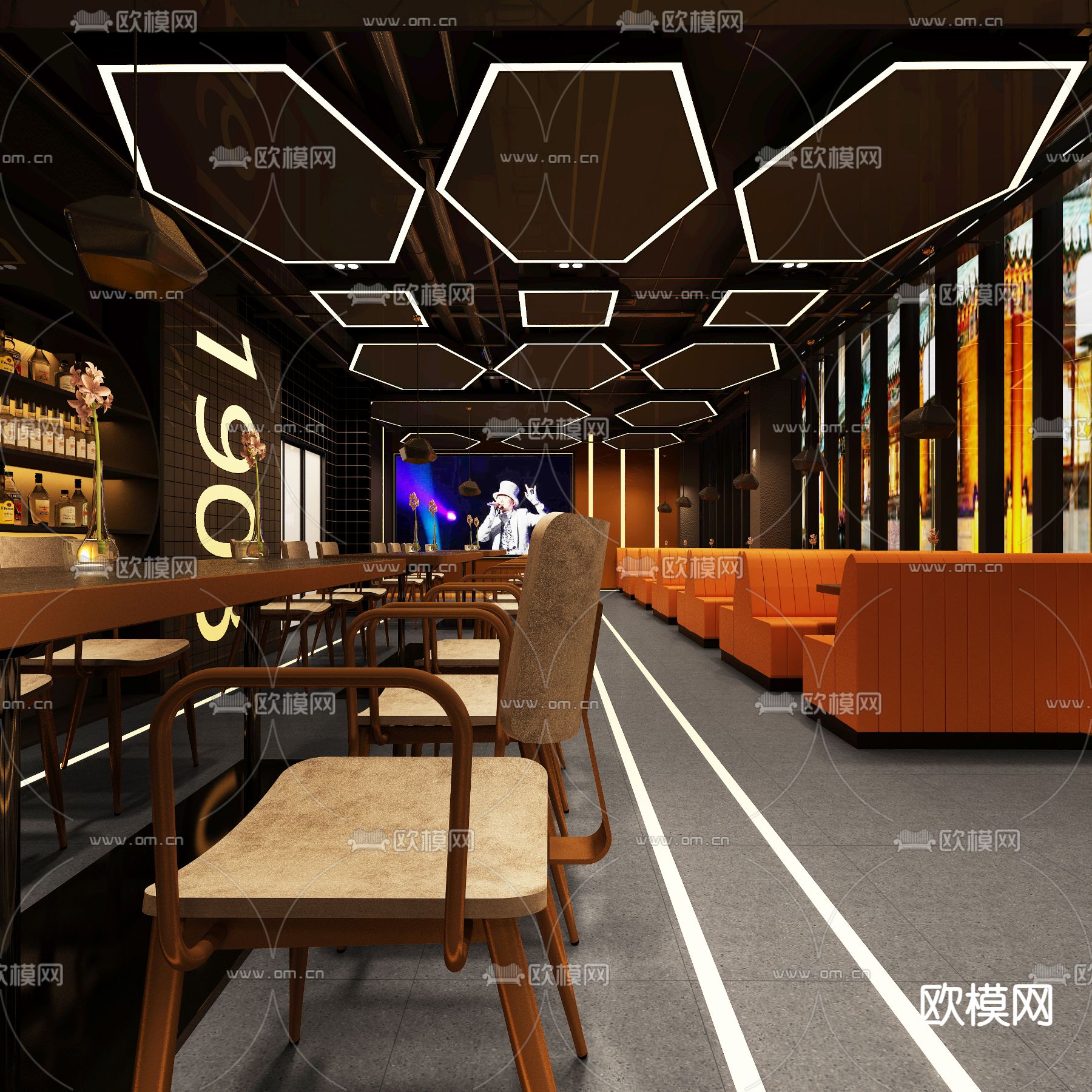 工业风音乐酒吧3d模型下载（渲染图2）