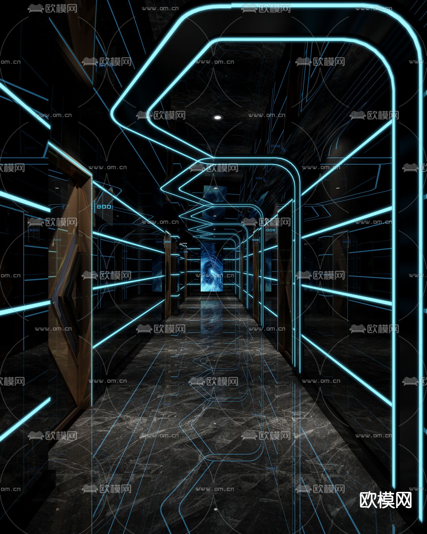 现代KTV过道3d模型下载