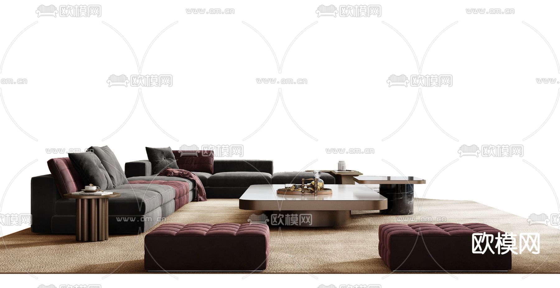 Minotti 组合沙发su模型下载（渲染图2）