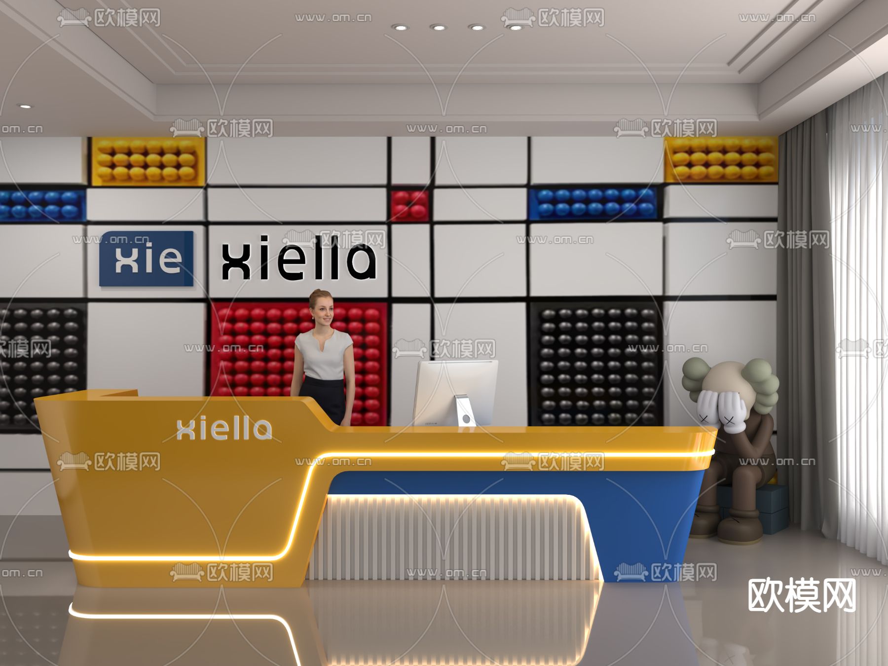 孟菲斯前台 接待台3d模型下载