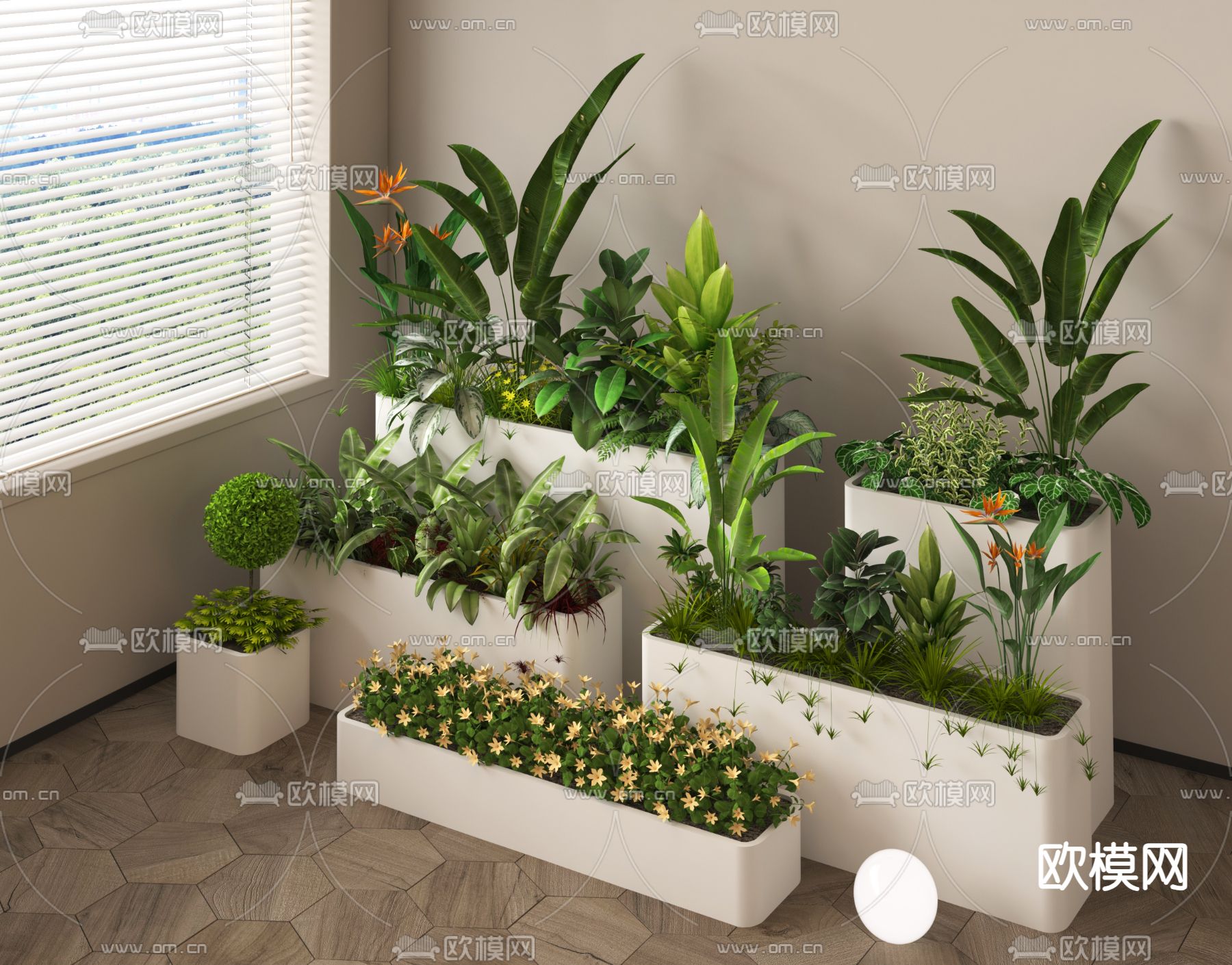 绿植花箱 植物堆 花池su模型下载（渲染图2）