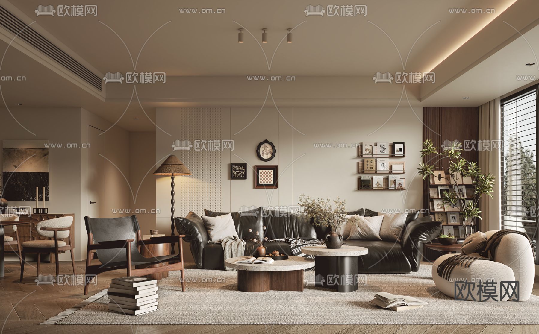 中古风客厅3d模型下载（渲染图1）