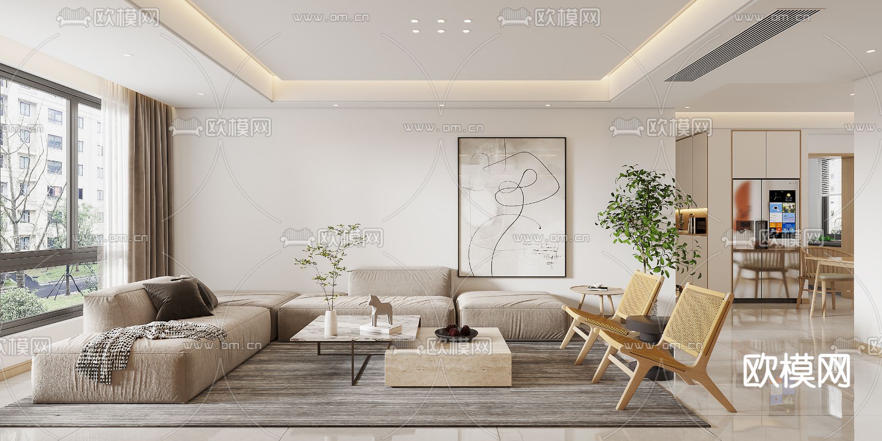 日式客厅3d模型下载