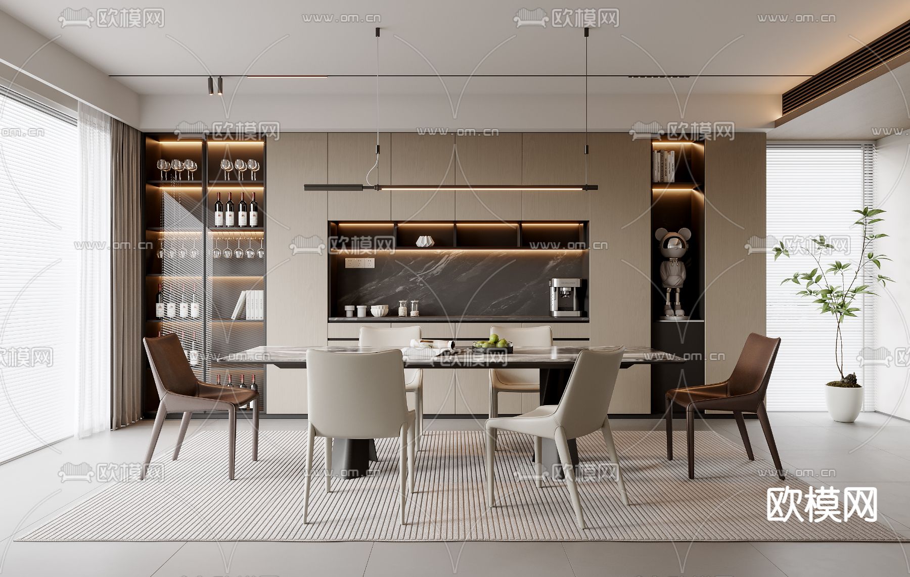 现代餐厅3d模型下载