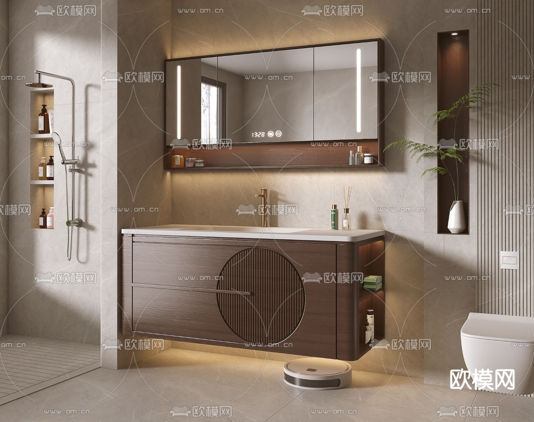 新中式台盆 洗手柜3d模型下载