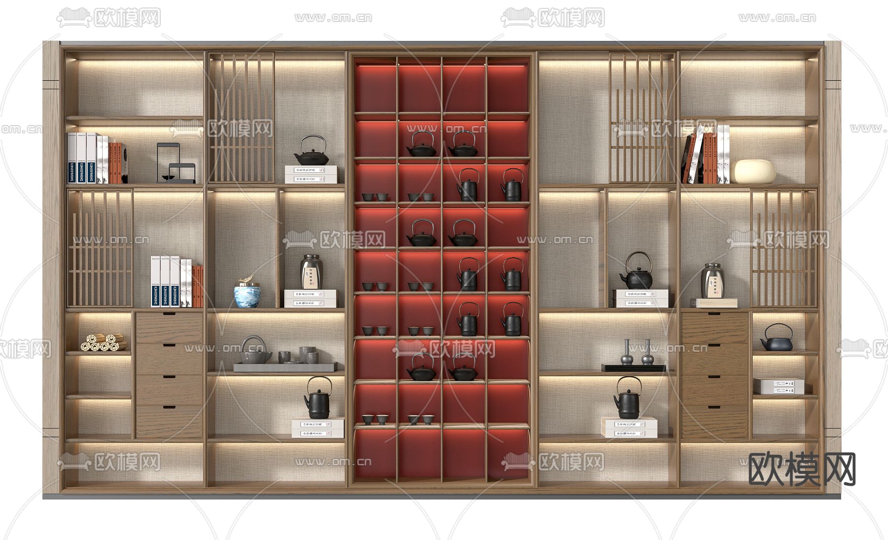 新中式茶柜 陈列柜3d模型下载