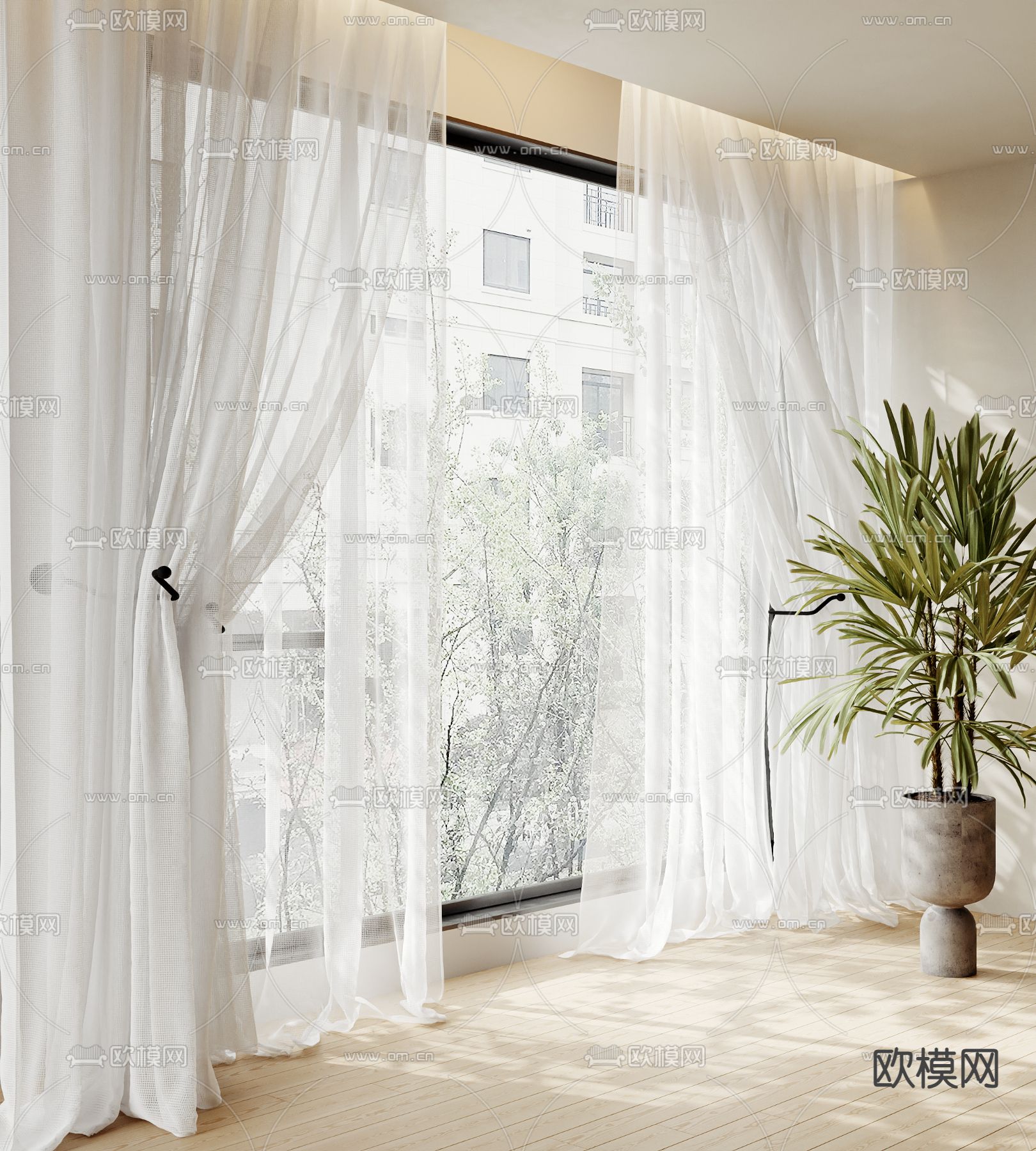 透光窗帘 窗纱3d模型下载