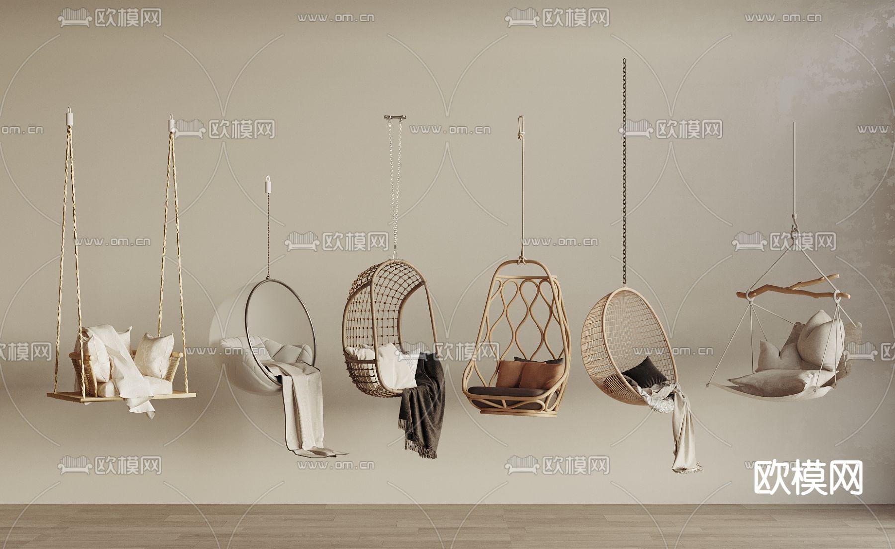 现代吊椅 秋千椅3d模型下载