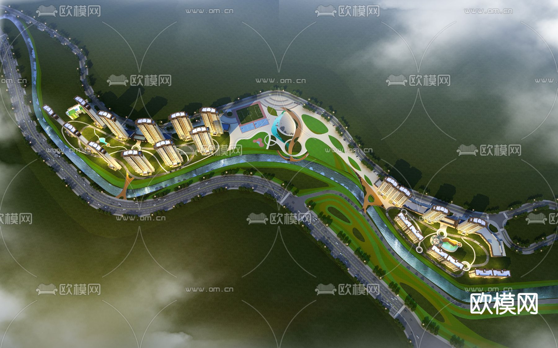 住宅鸟瞰3d模型下载