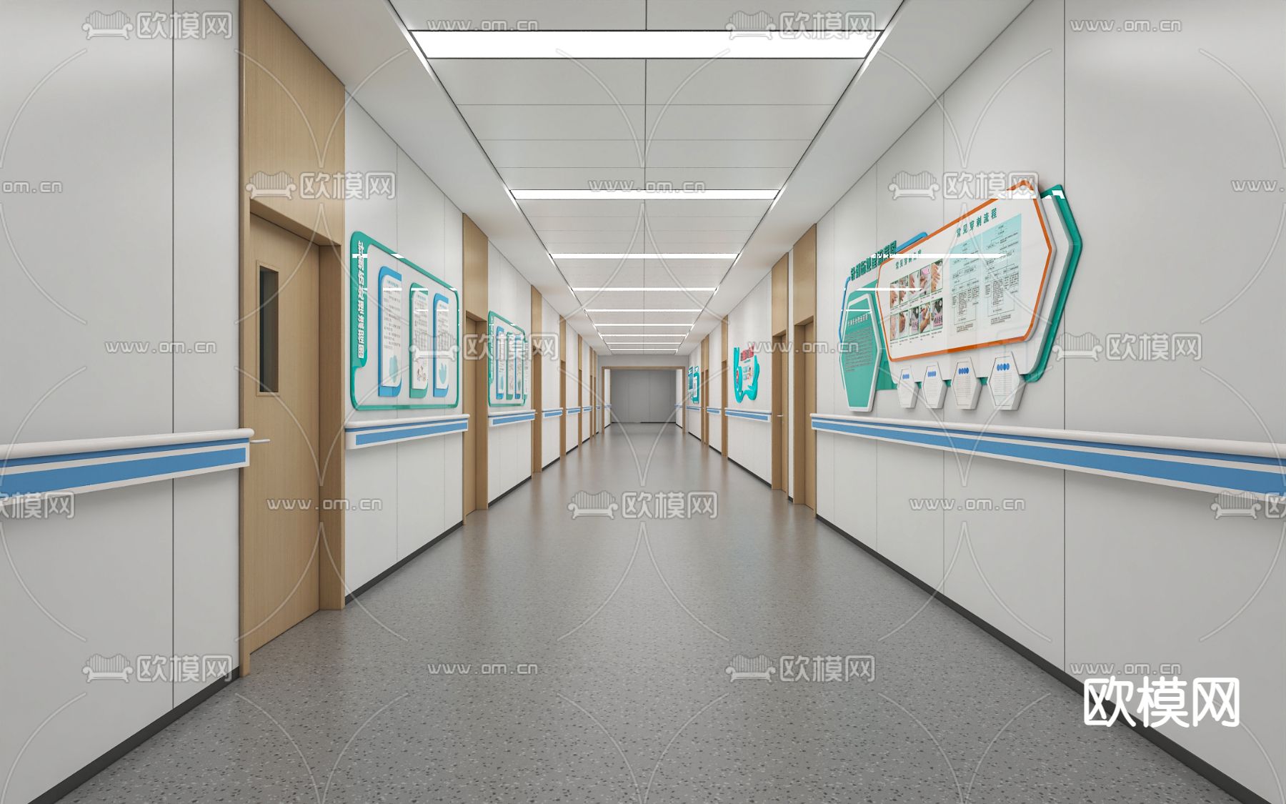 现代医院过道3d模型下载