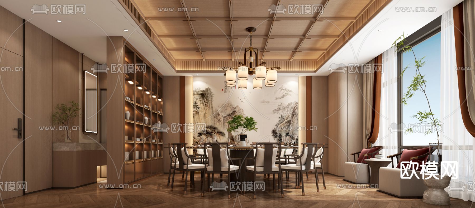 中餐厅包厢 酒楼包房3d模型下载