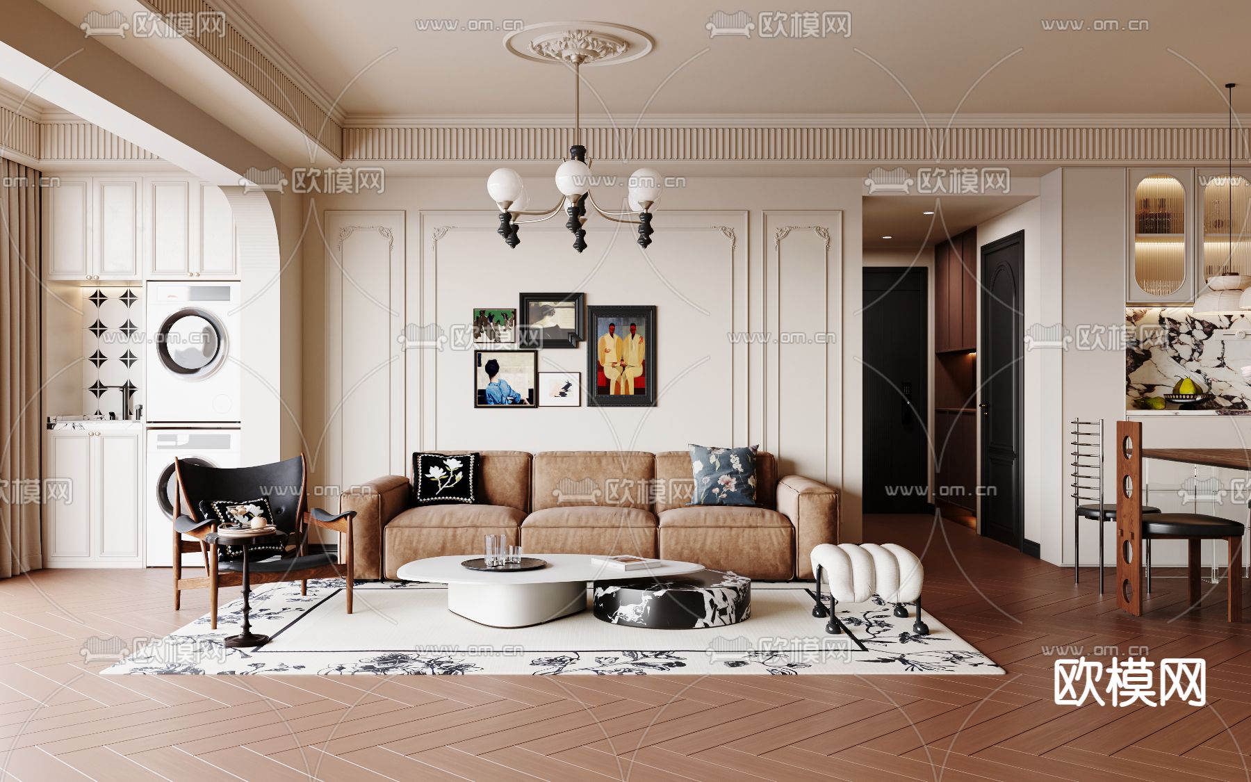 法式客餐厅3d模型下载