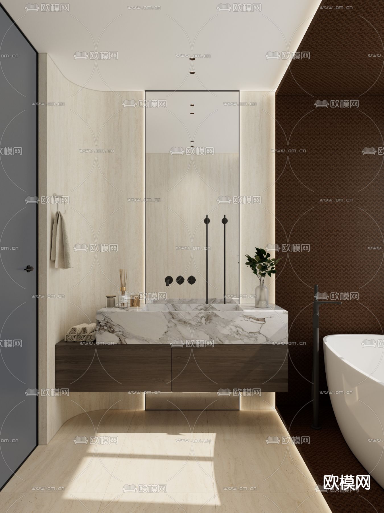 悬空洗手台 洗手盆3d模型下载（渲染图1）