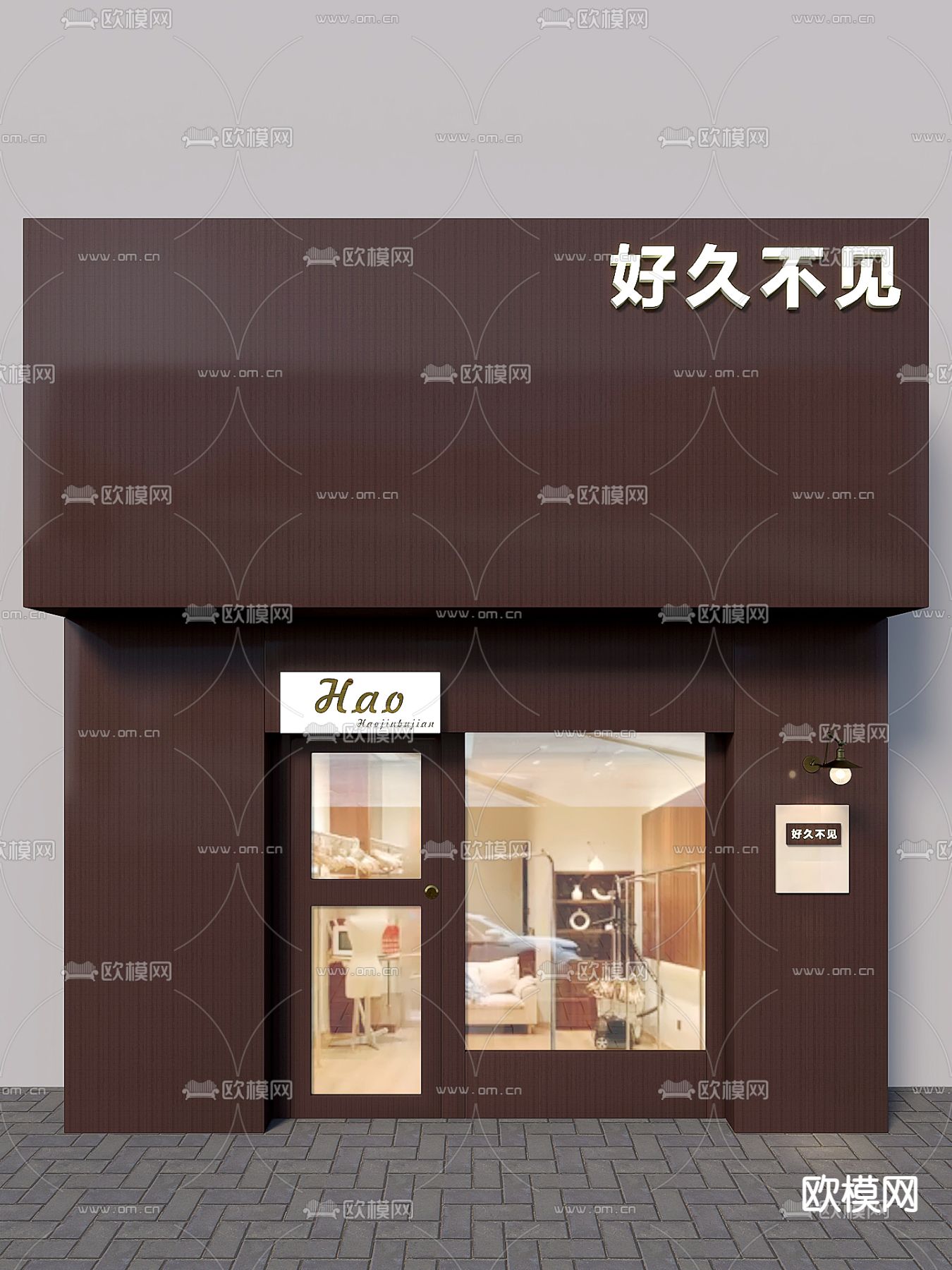 中古风店铺门头 门面3d模型下载（渲染图2）