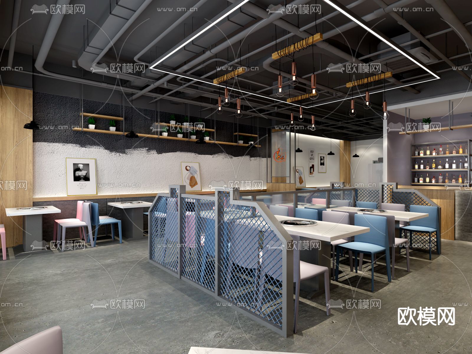 工业风快餐店3d模型下载（渲染图2）