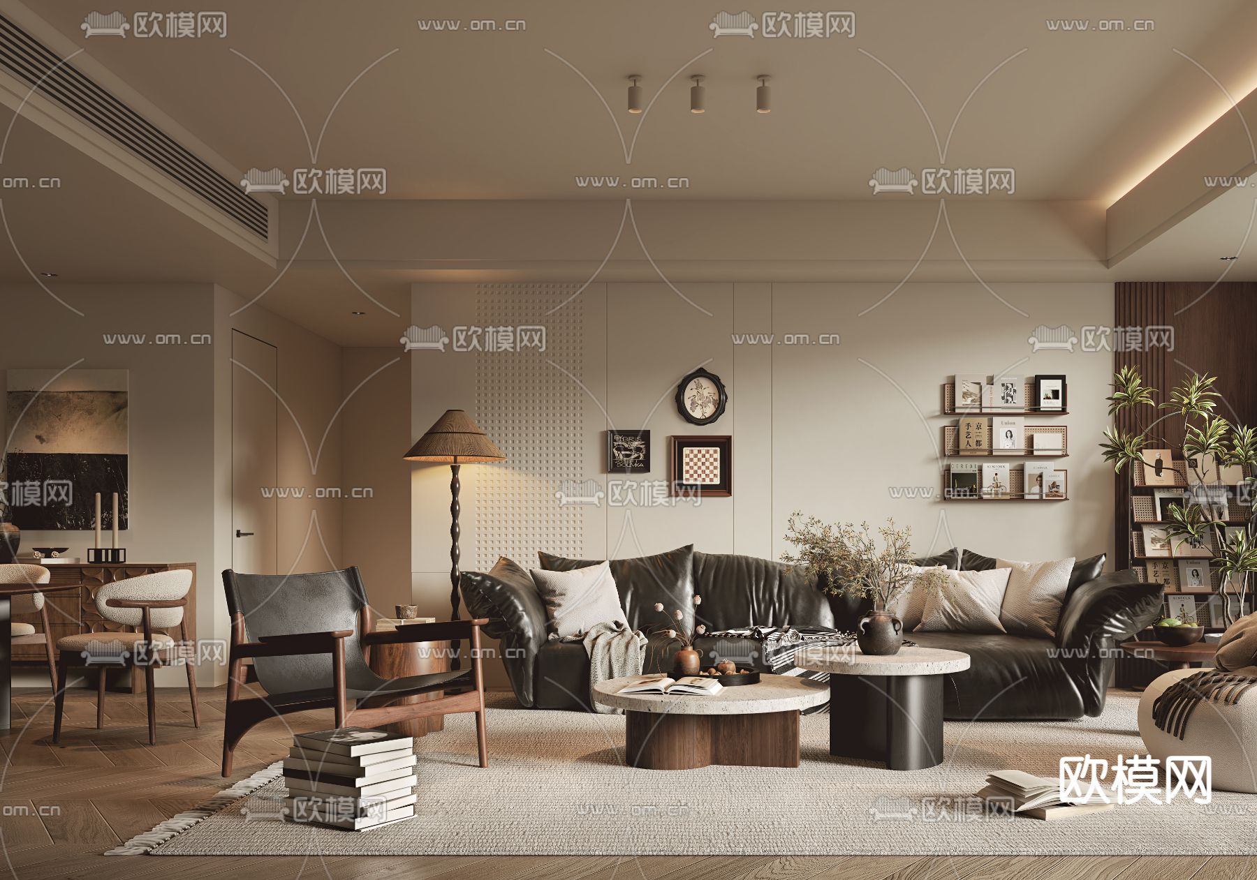 中古风客厅3d模型下载（渲染图4）