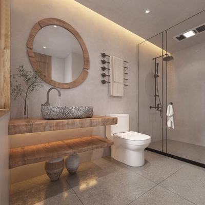  侘寂民宿 卫生间su模型 