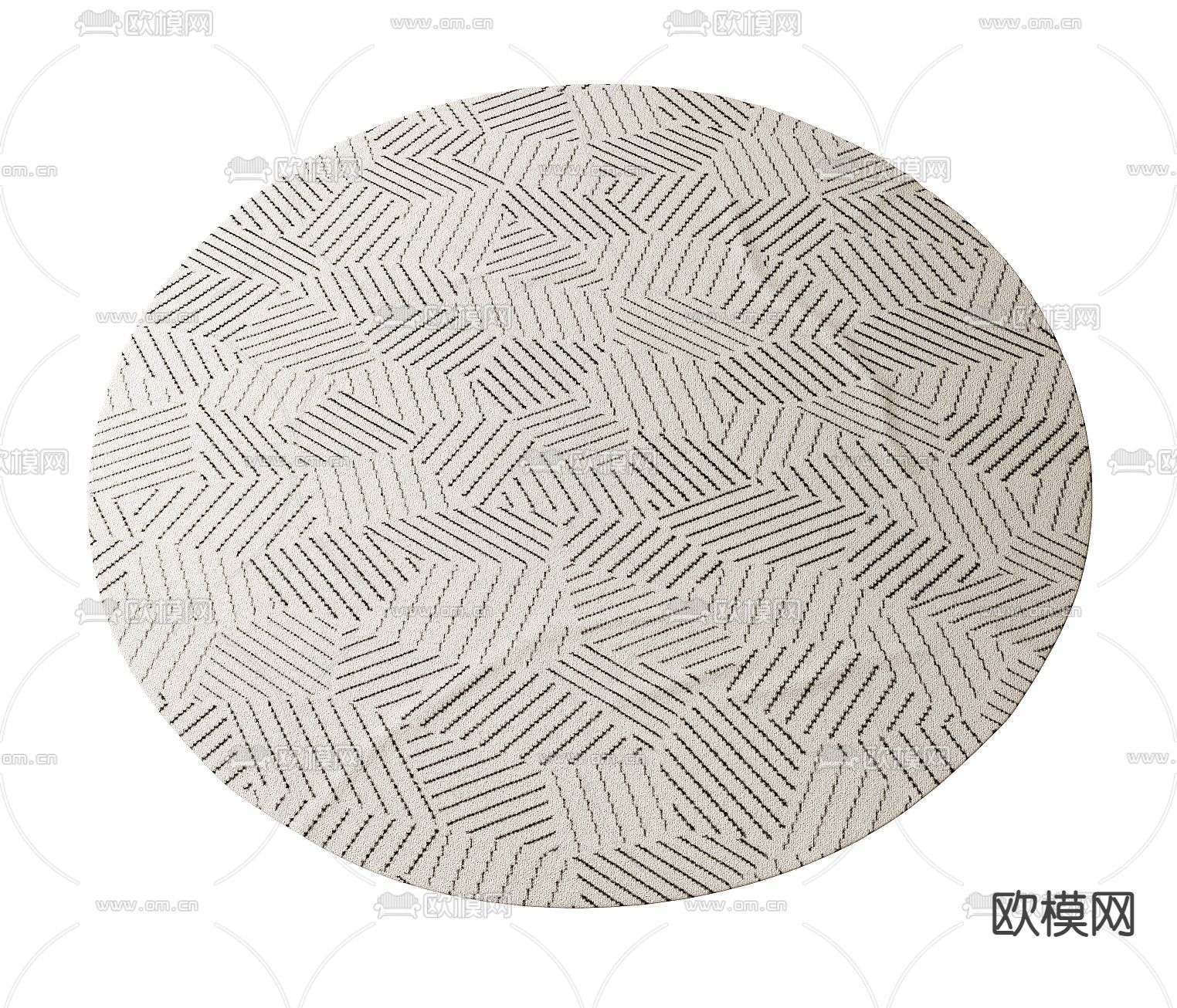 现代圆形地毯su模型下载（渲染图2）