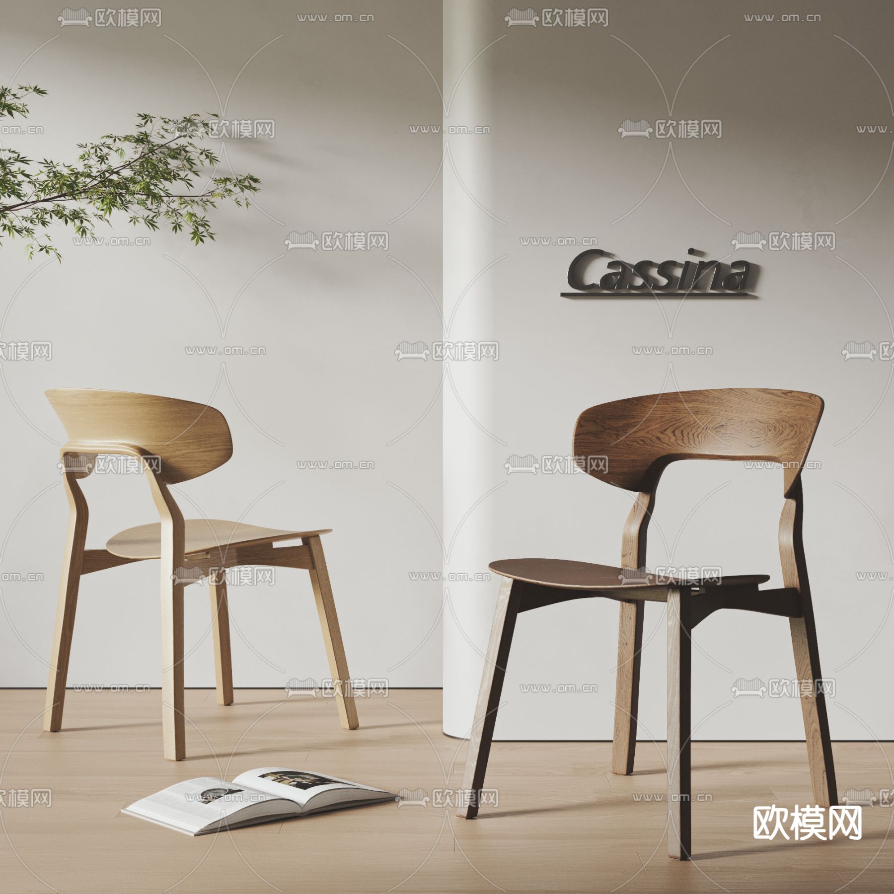 cassina 中古风椅子 餐椅3d模型下载