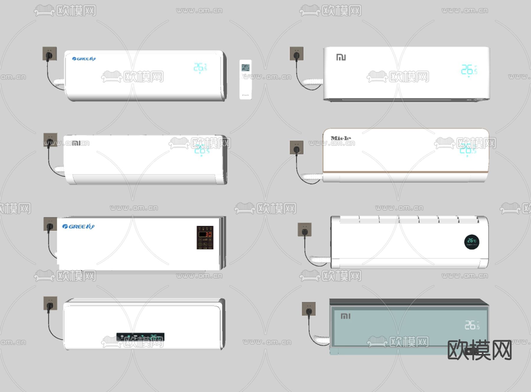 壁挂式空调 变频挂机su模型下载（渲染图1）