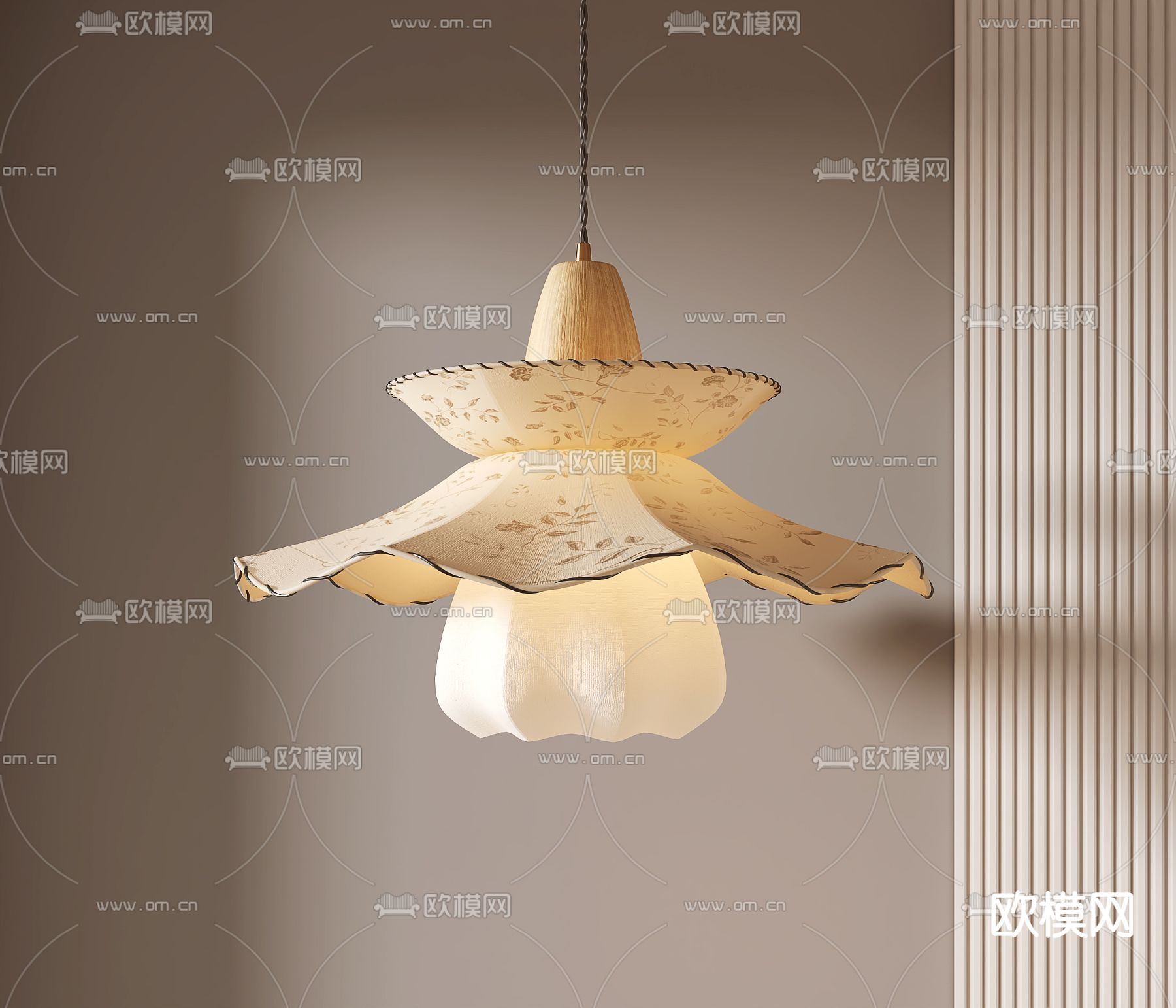 奶油风吊灯3d模型下载