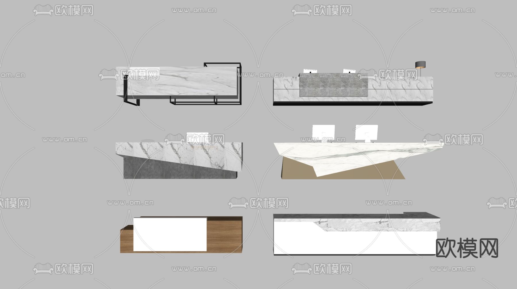 前台 接待台su模型下载（渲染图1）