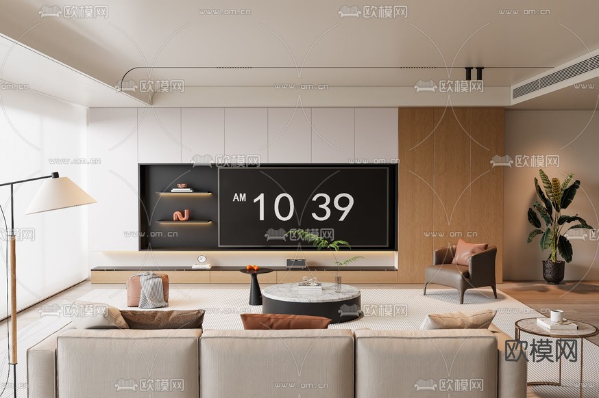 现代客厅3d模型下载