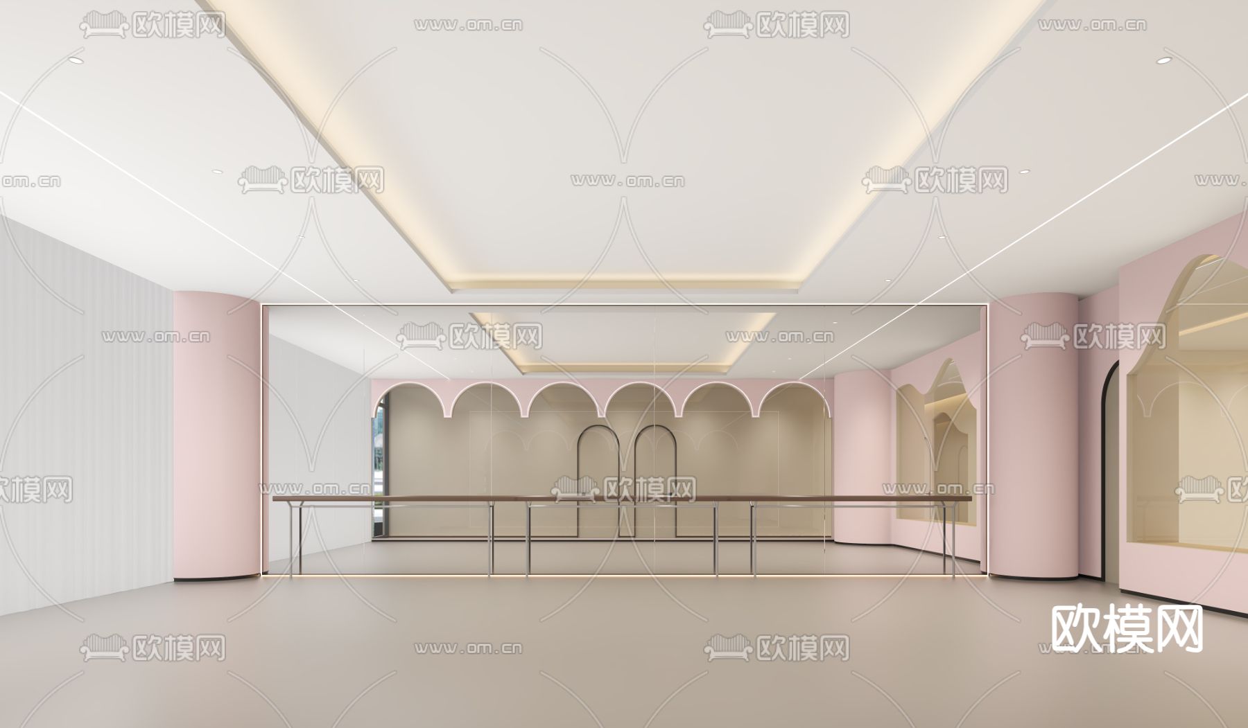 现代舞蹈教室 舞蹈房3d模型下载