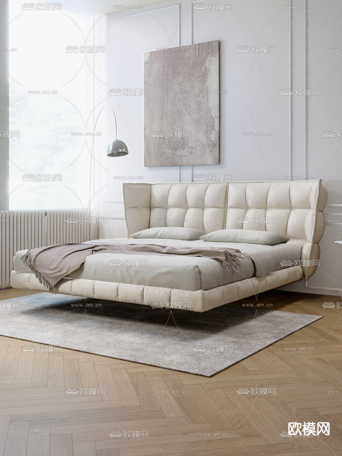 Minotti 双人床3d模型下载（渲染图1）