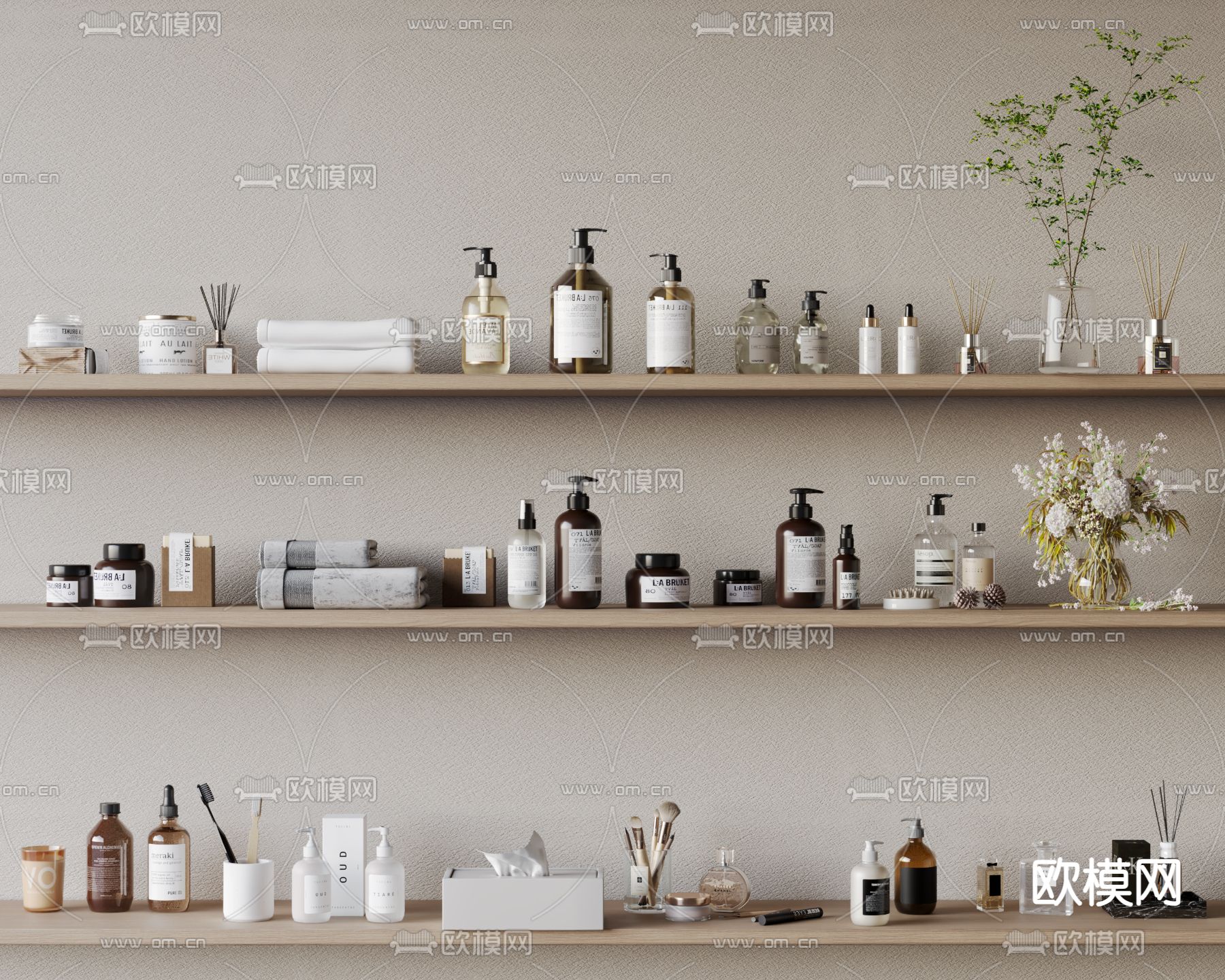 洗浴用品 洗发水 沐浴露 香薰3d模型下载