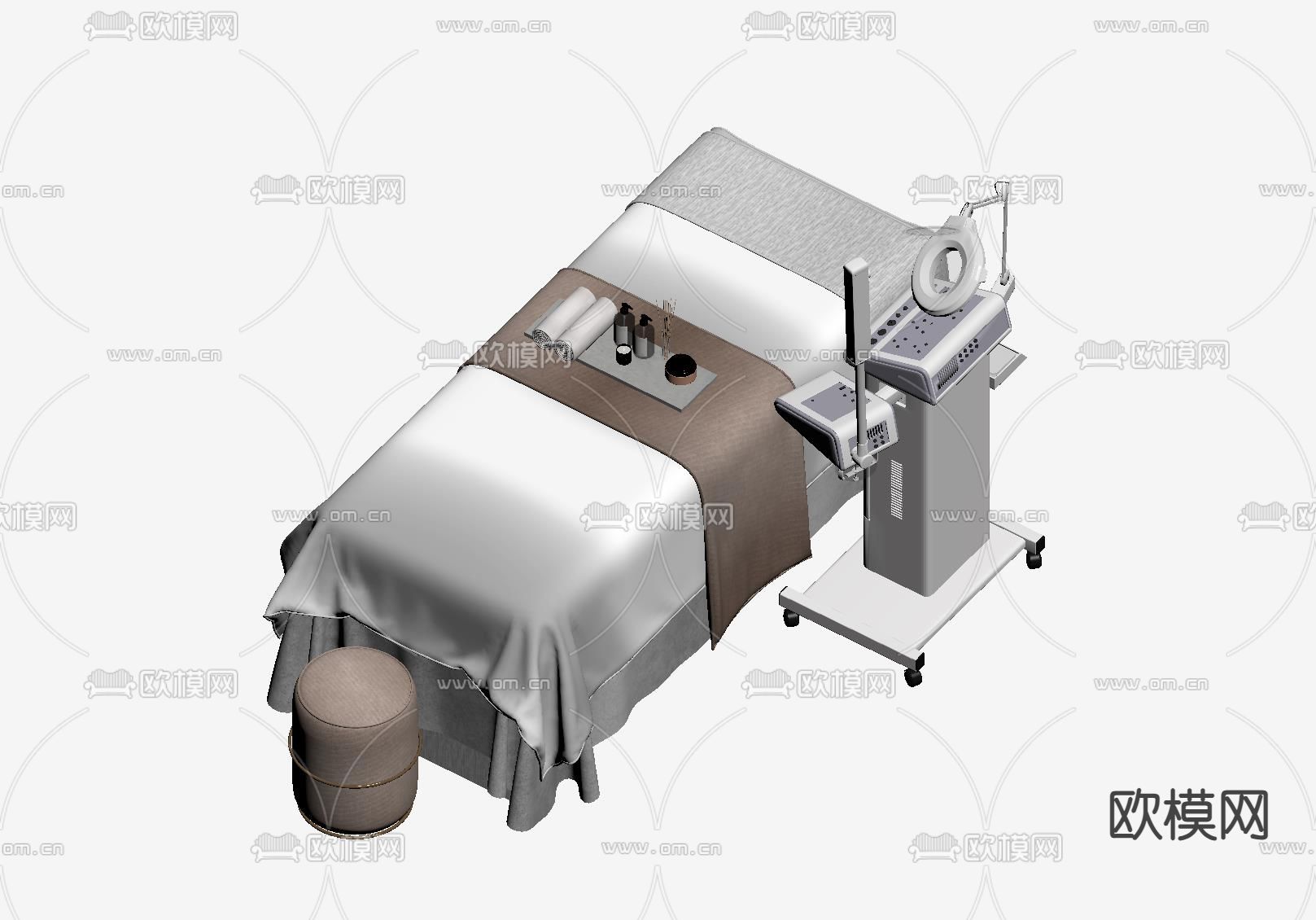 按摩床 美容床su模型下载（渲染图1）