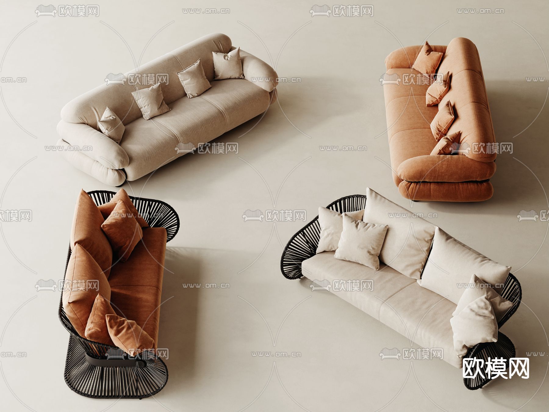 现代沙发3d模型下载