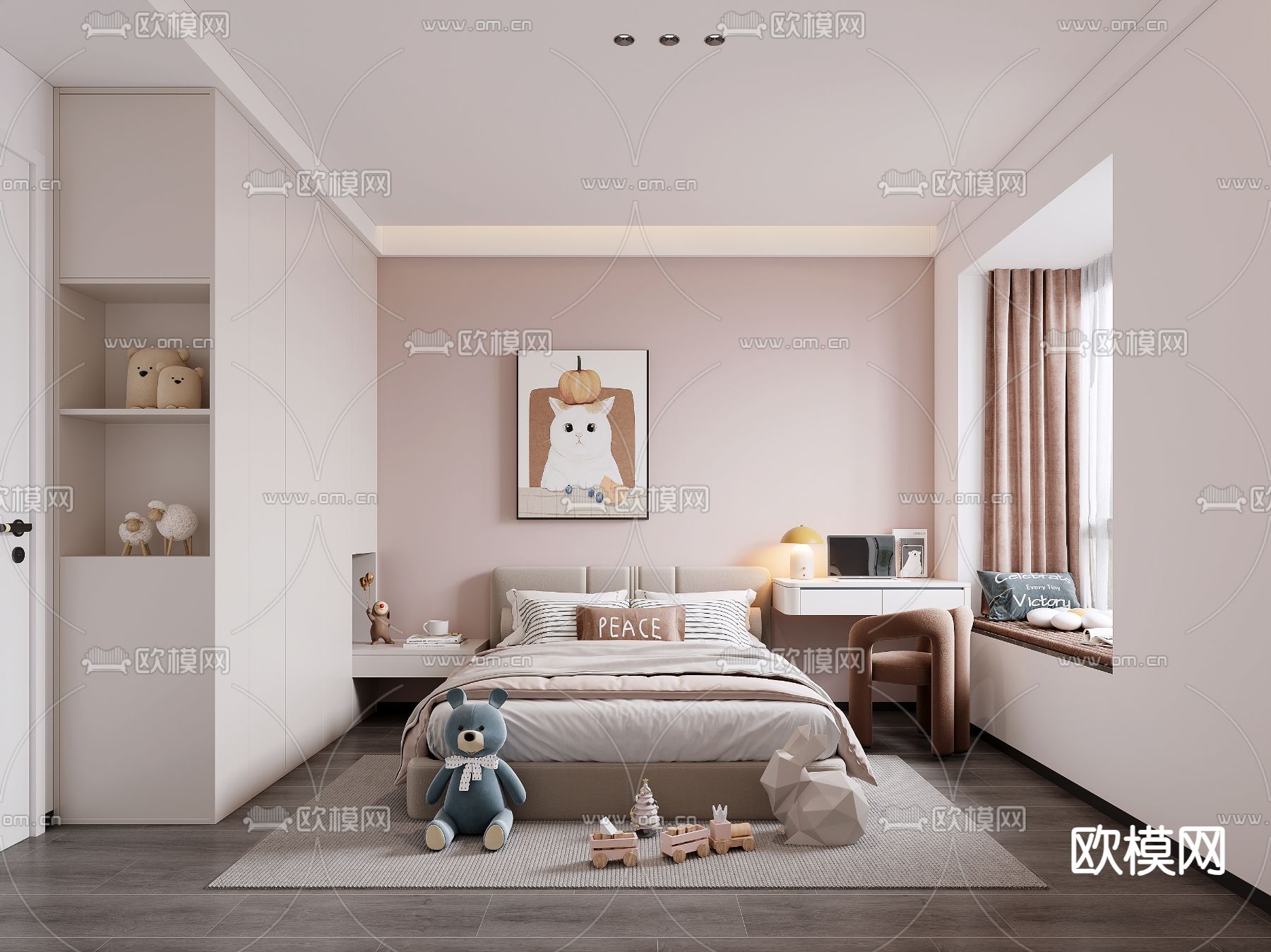 现代儿童房 女孩房3d模型下载