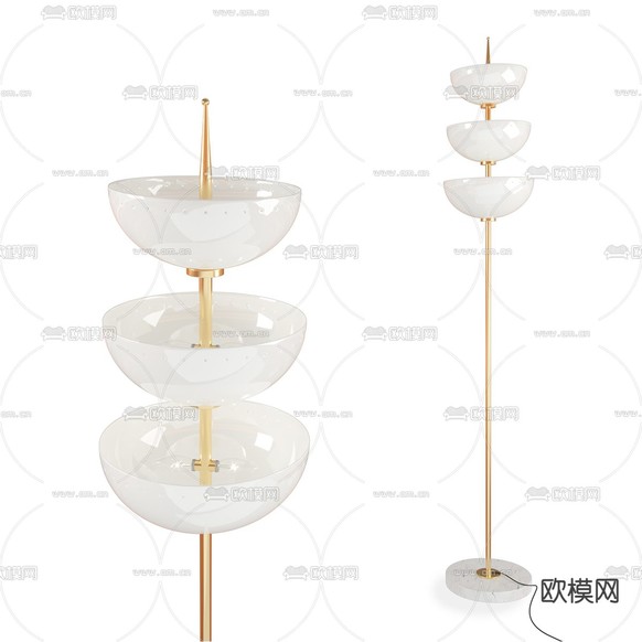 Torchiere 玻璃落地灯3d模型下载(渲染图1)