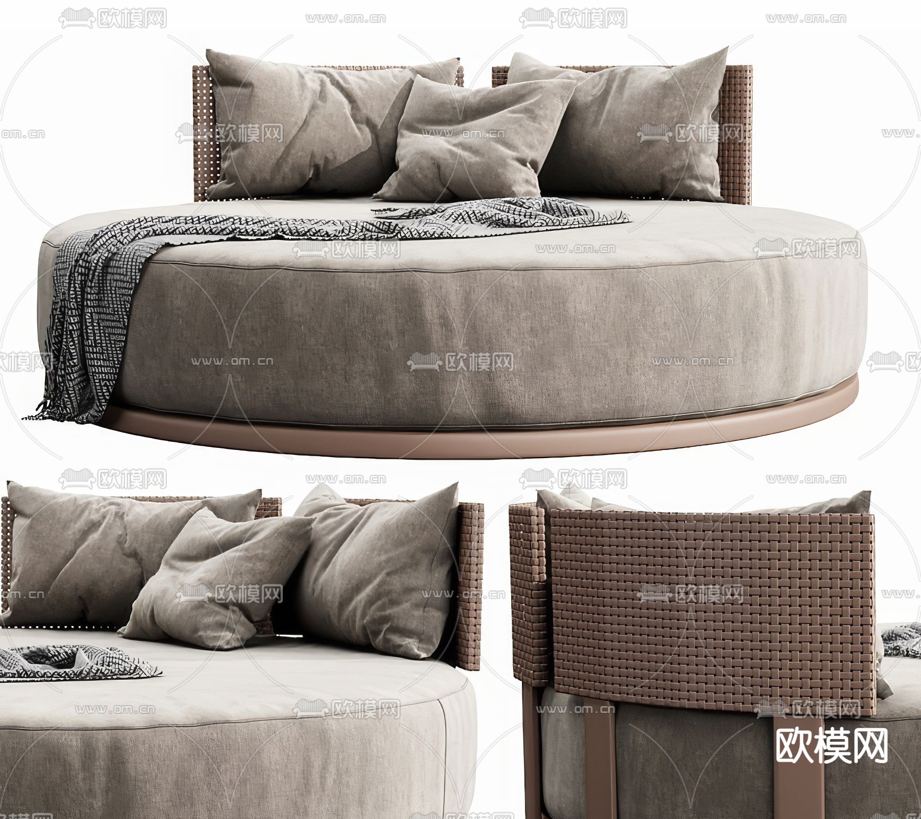 中古风圆沙发3d模型下载