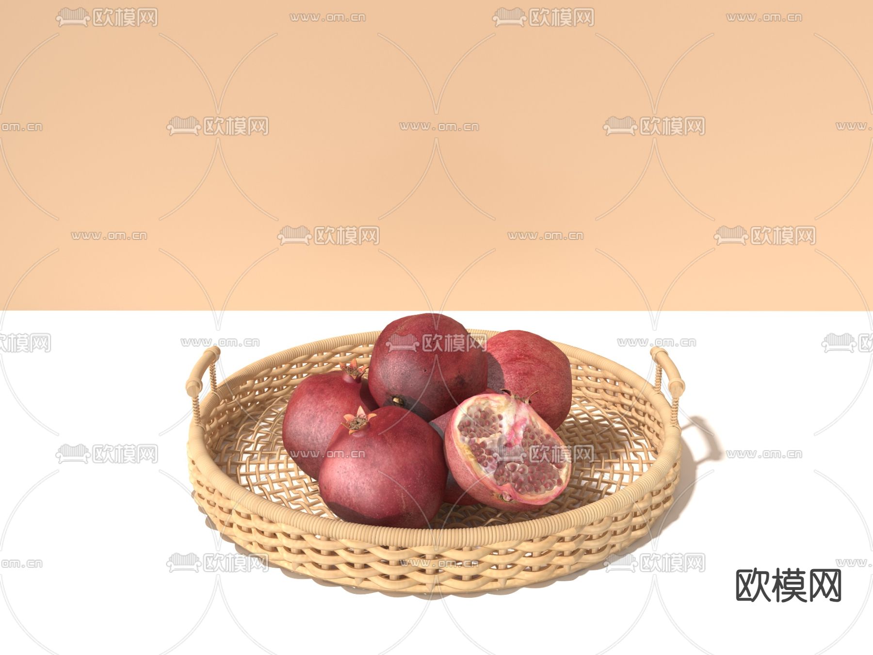 藤编水果篮 果盘 收纳篮3d模型下载