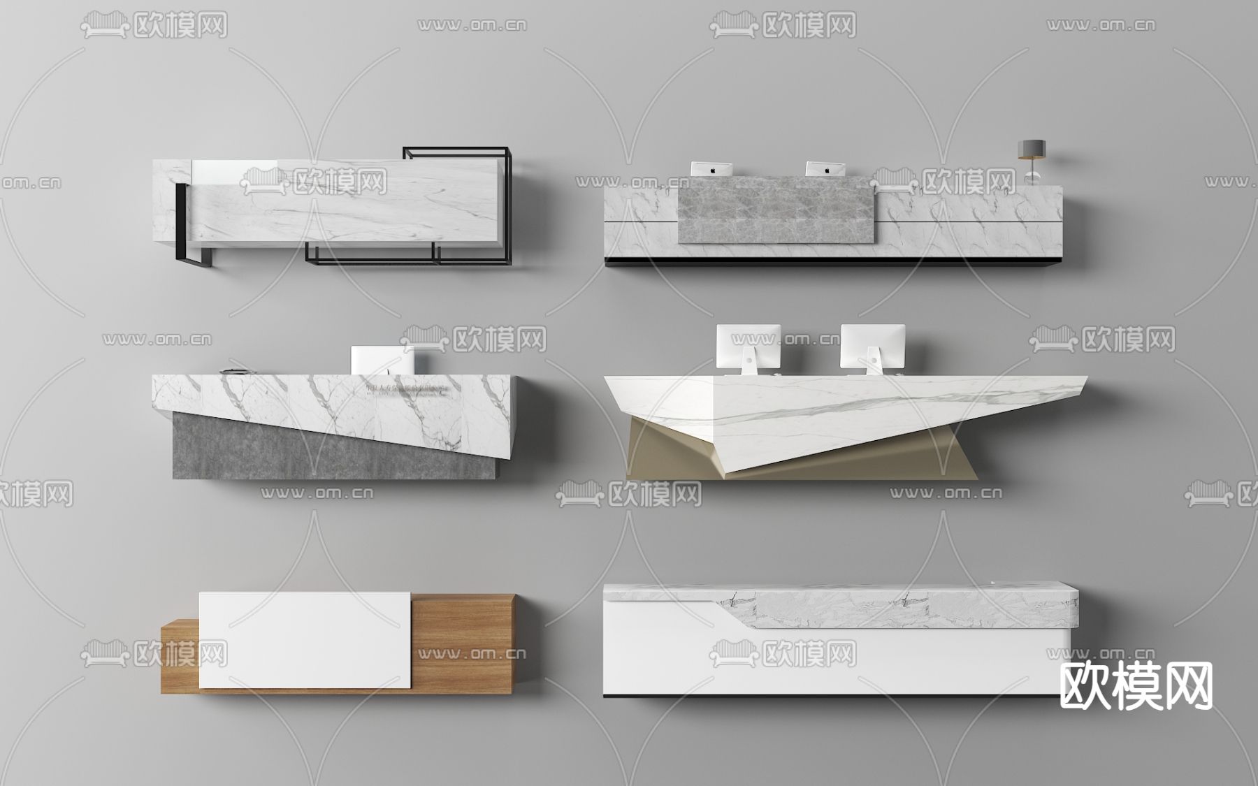 前台 接待台su模型下载（渲染图2）
