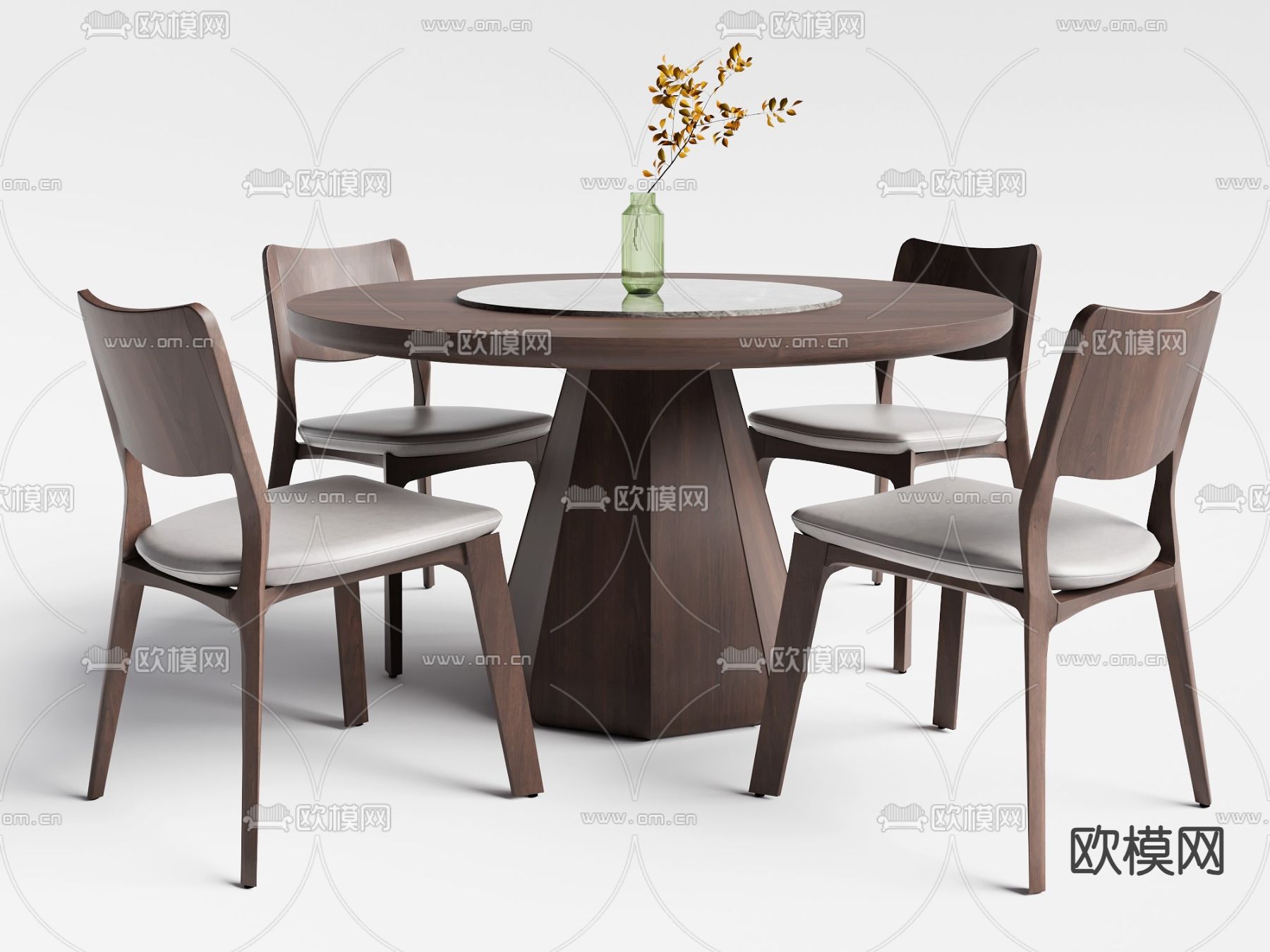 新中式餐桌椅3d模型下载