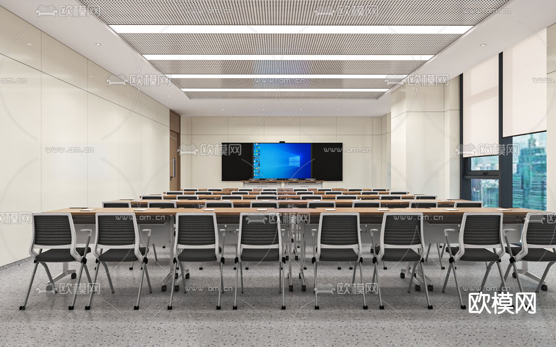 现代多媒体教室3d模型下载（渲染图2）