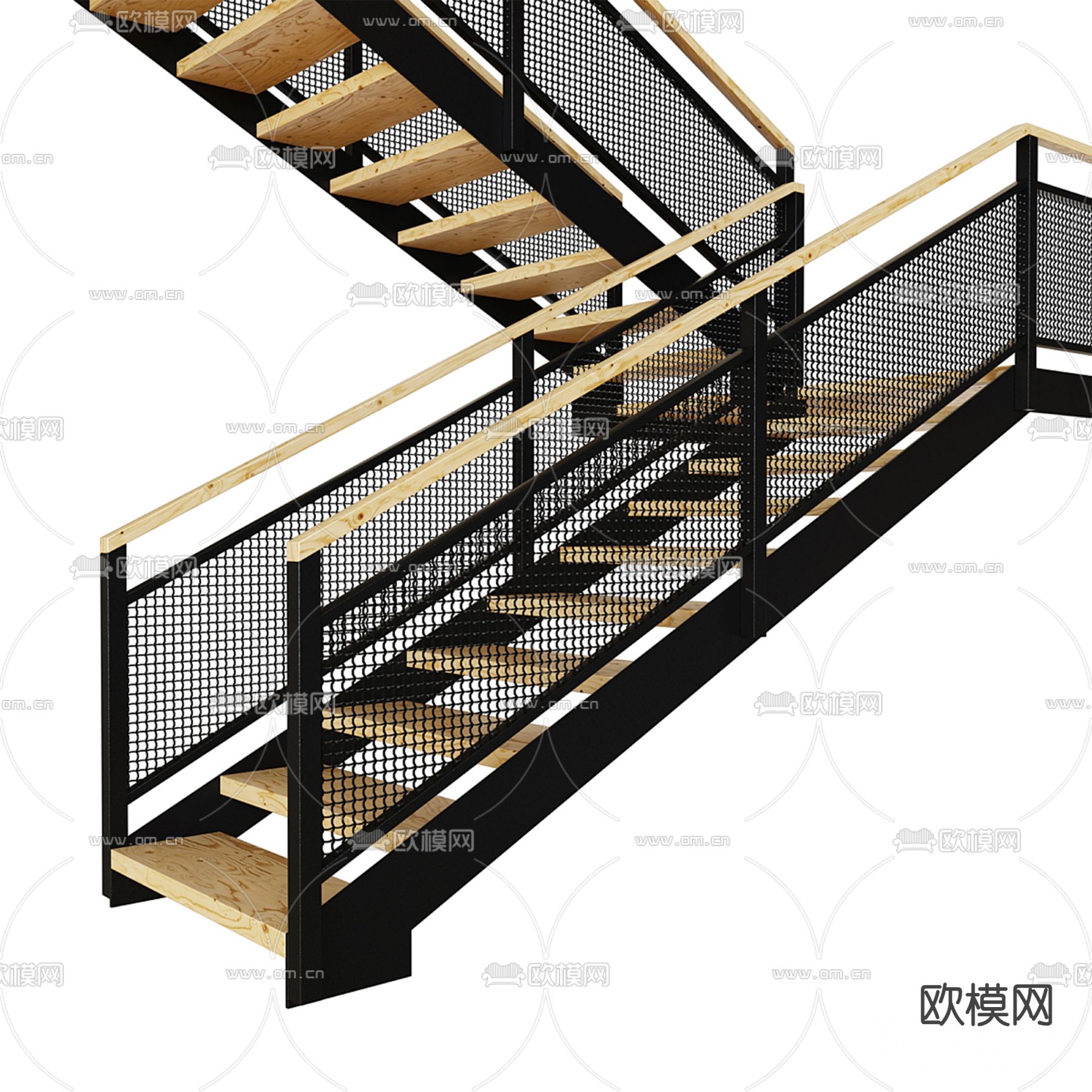 铁艺楼梯3d模型下载（渲染图1）