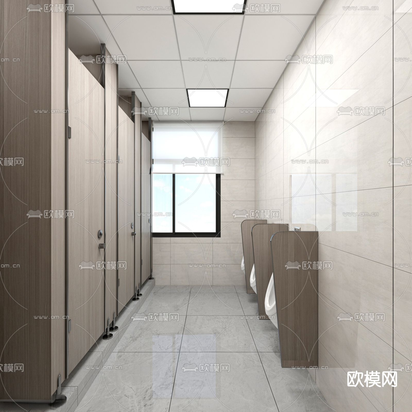 现代公共卫生间su模型下载（渲染图2）