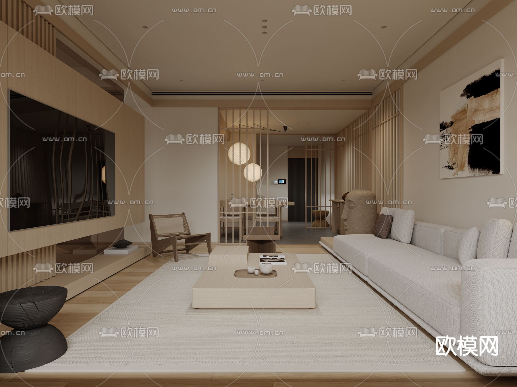 日式客餐厅3d模型下载（渲染图4）