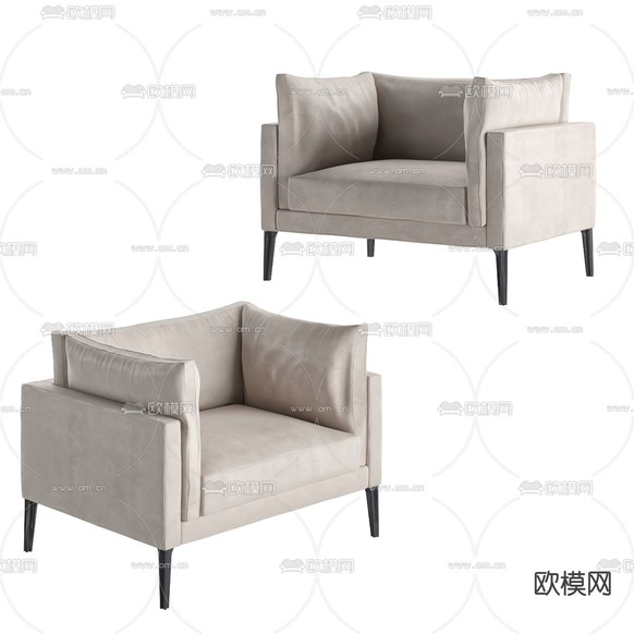 皮革沙发椅 休闲椅3d模型下载