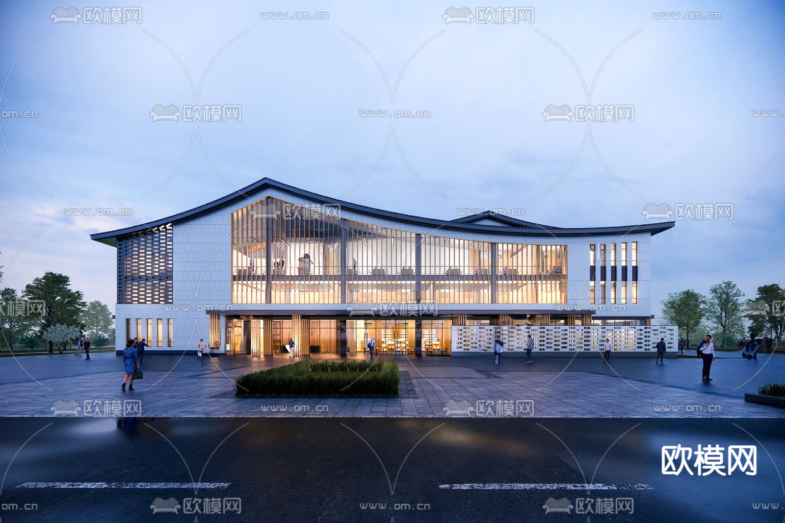 现代服务区外观3d模型下载