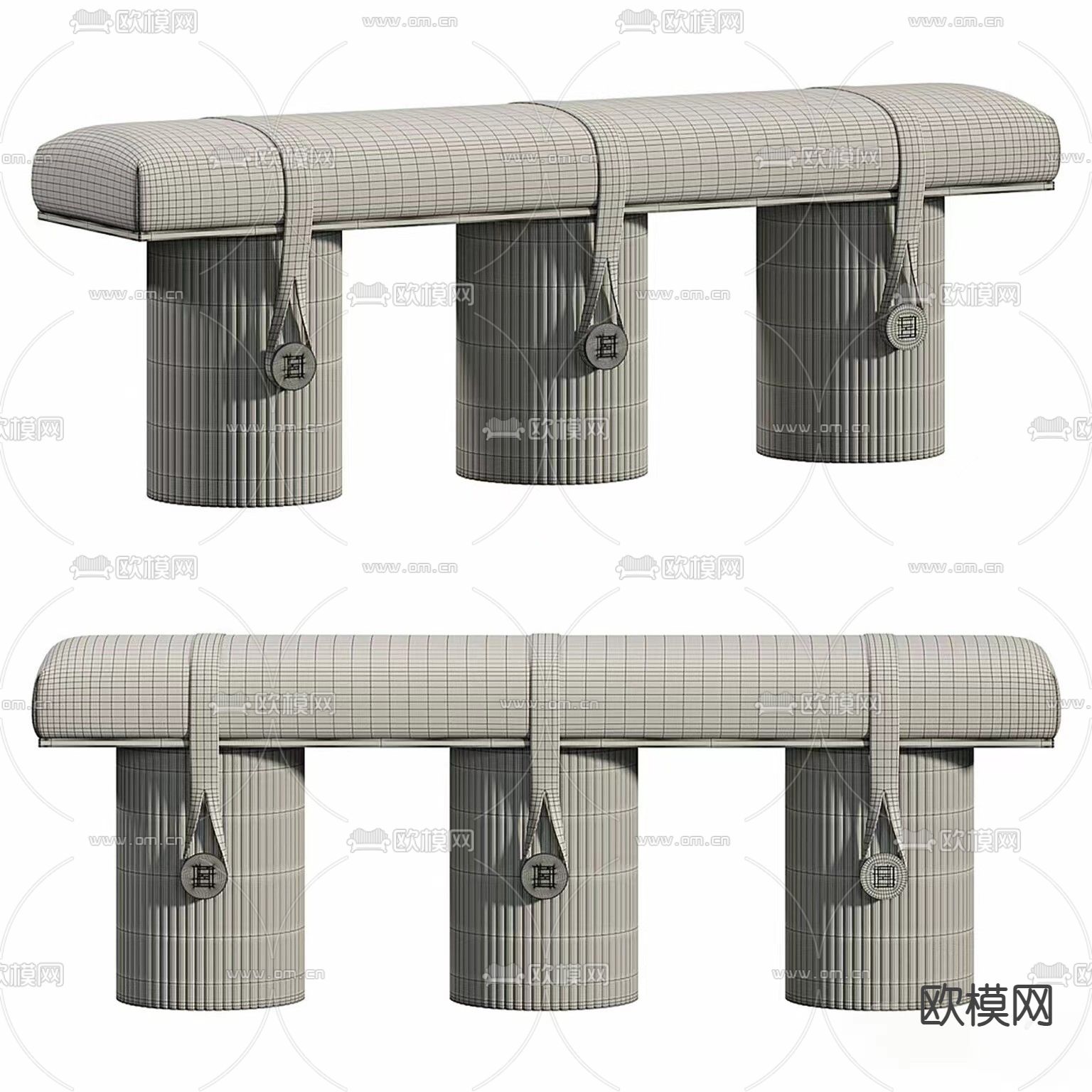 Fendi长凳3d模型下载（渲染图2）