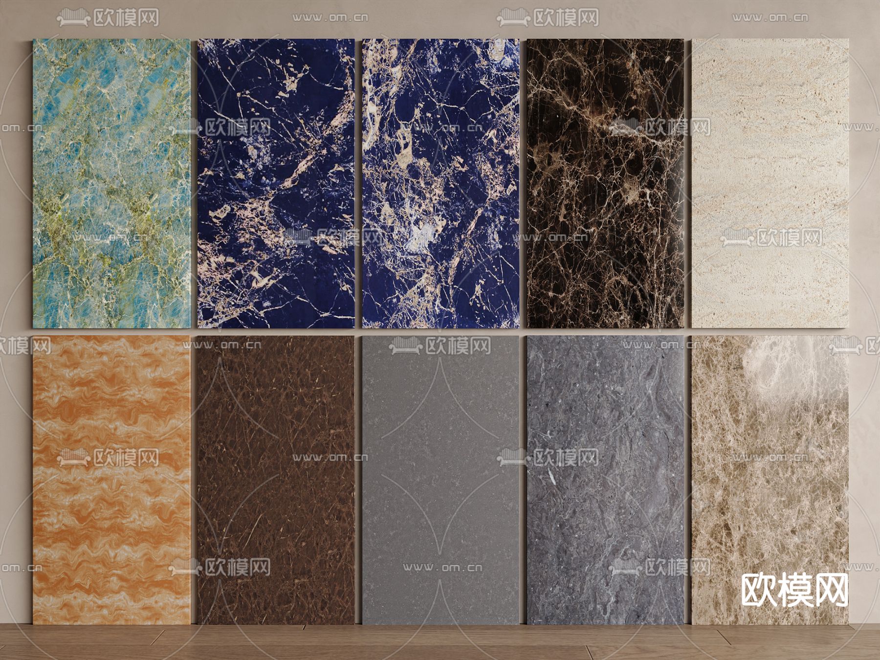 大理石护墙板su模型下载（渲染图2）