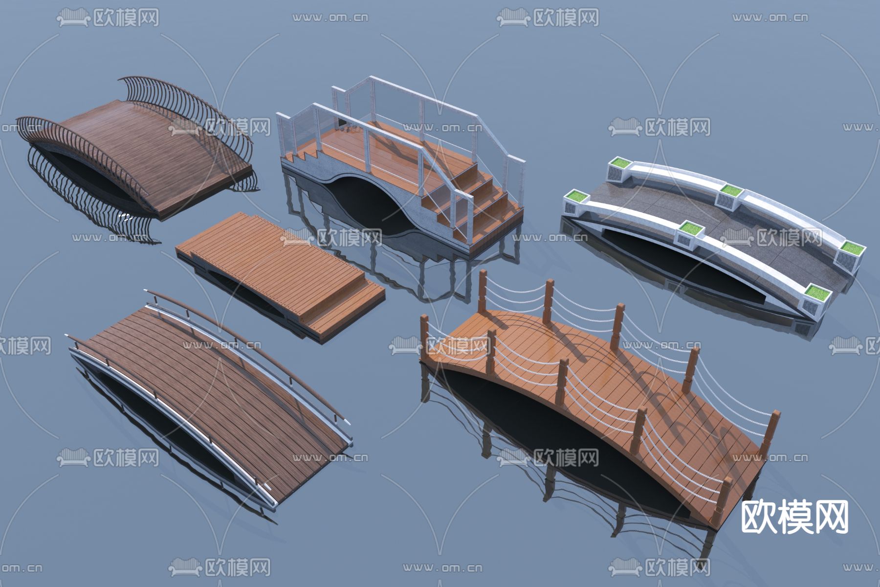 现代景观桥 小拱桥3d模型下载