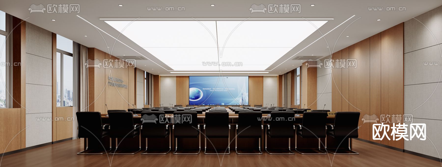 现代培训室 会议室3d模型下载（渲染图2）
