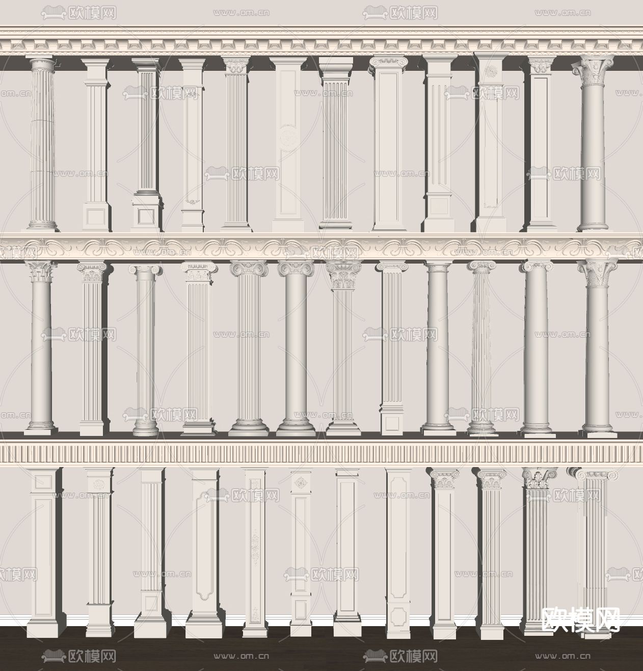 欧式罗马柱su模型下载（渲染图1）
