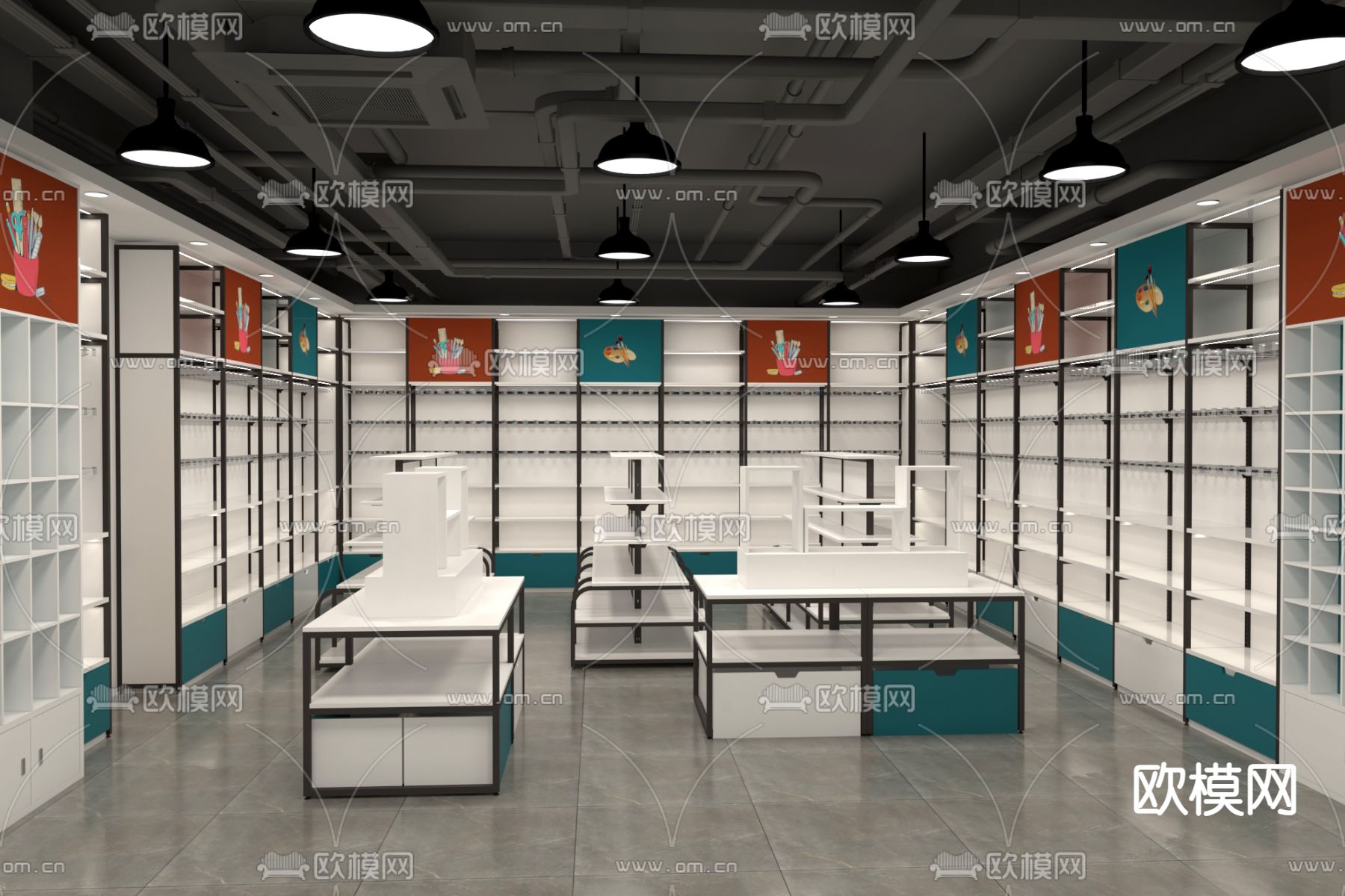 现代文具店3d模型下载（渲染图3）